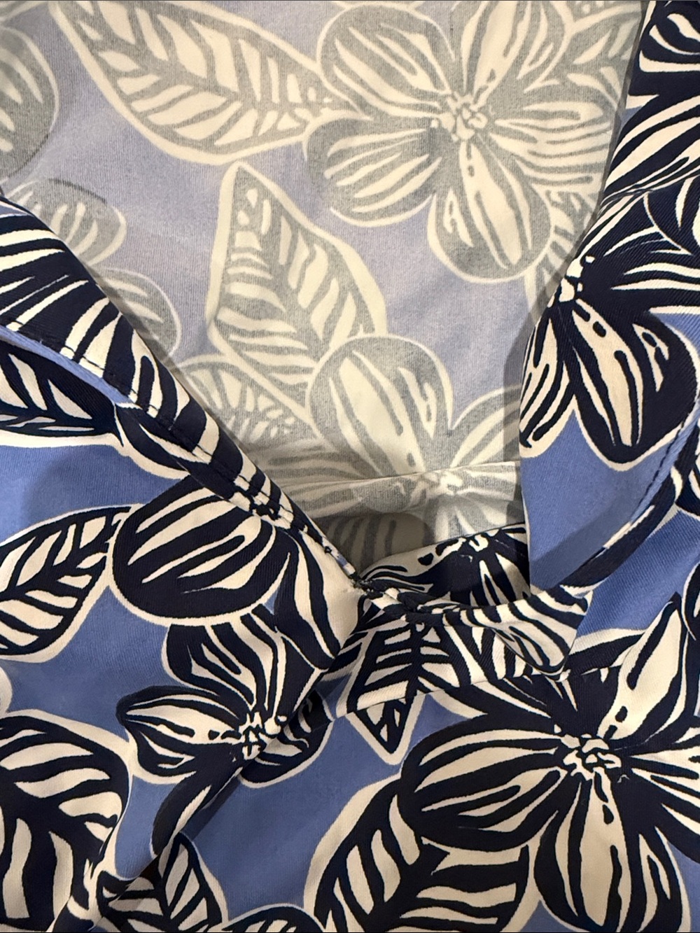 Katherine Way Tropical Blue Floral Polo Dress - L - Picture 4 of 5